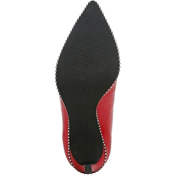 New w/Box Bar III Briget Red Faux Leather Front Zip Ball-Chain Dress Ankle Boots - Picture 5 of 6